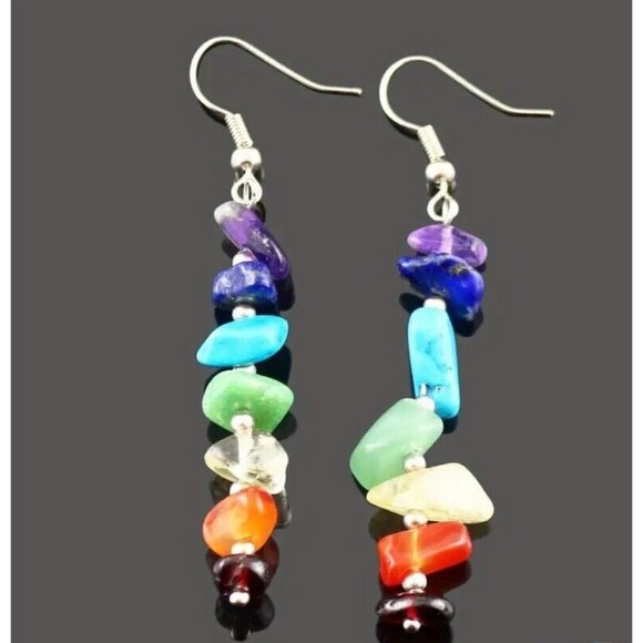 7 CHAKRA Rainbow Stone Earrings Women Teens Happiness Health - Picture 6 of 6